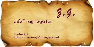 Zárug Gyula névjegykártya